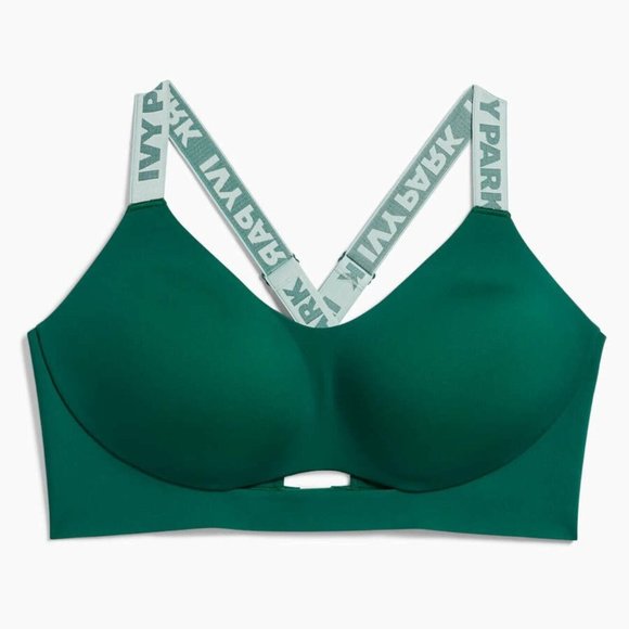 Adidas Women's Ivy park Dark Green Cutout Medium Support Bra Size 1X H42596 - Picture 3 of 4